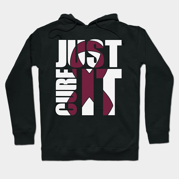 Just Cure It Sickle Cell Awareness Burgundy Ribbon Warrior Hoodie by celsaclaudio506